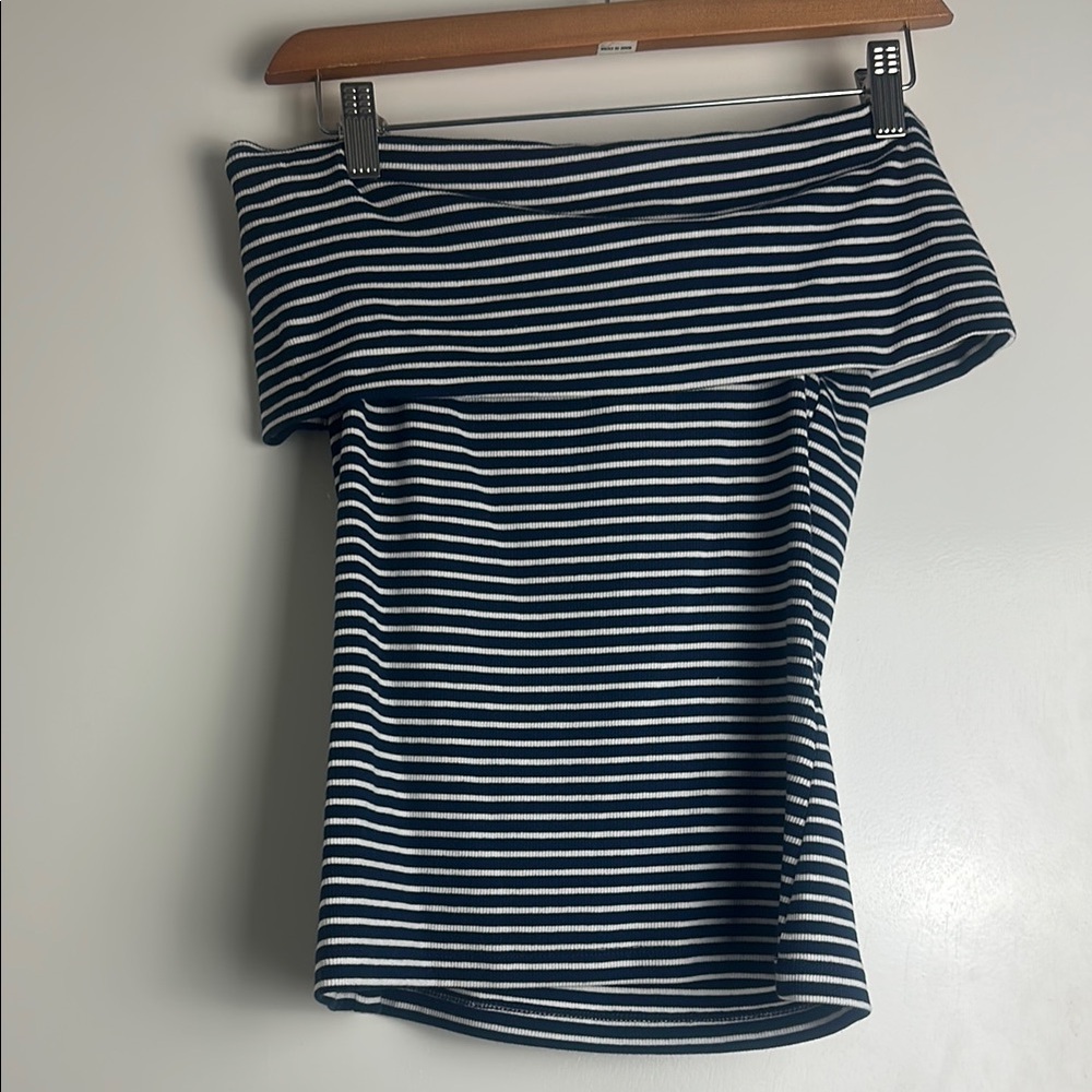 LOFT Retro Striped Off-Shoulder Top